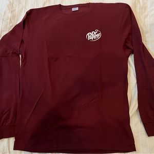 DR. PEPPER LONG SLEEVE FOOTBALL SHIRT. SIZE LARGE.
